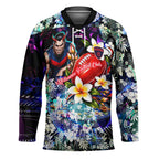 Personalized Melbourne Football Demons Hockey Jersey Tropical Hibiscus Flowers - Pacific Fusion Style