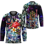 Personalized Melbourne Football Demons Hockey Jersey Tropical Hibiscus Flowers - Pacific Fusion Style