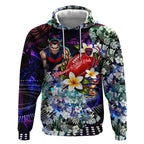 Personalized Melbourne Football Demons Hoodie Tropical Hibiscus Flowers - Pacific Fusion Style
