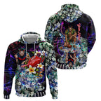 Personalized Melbourne Football Demons Hoodie Tropical Hibiscus Flowers - Pacific Fusion Style