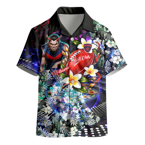 Personalized Melbourne Football Demons Kid Hawaiian Shirt Tropical Hibiscus Flowers - Pacific Fusion Style