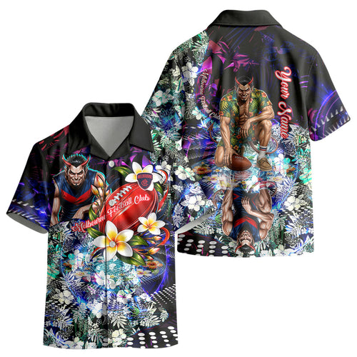 Personalized Melbourne Football Demons Kid Hawaiian Shirt Tropical Hibiscus Flowers - Pacific Fusion Style
