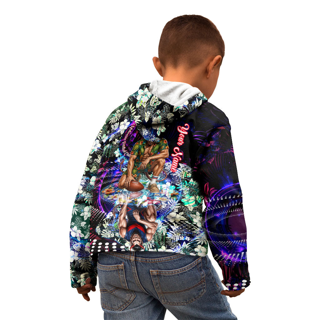 Personalized Melbourne Football Demons Kid Hoodie Tropical Hibiscus Flowers - Pacific Fusion Style