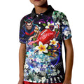 Personalized Melbourne Football Demons Kid Polo Shirt Tropical Hibiscus Flowers - Pacific Fusion Style