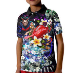 Personalized Melbourne Football Demons Kid Polo Shirt Tropical Hibiscus Flowers - Pacific Fusion Style
