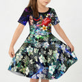 Personalized Melbourne Football Demons Kid Short Sleeve Dress Tropical Hibiscus Flowers - Pacific Fusion Style