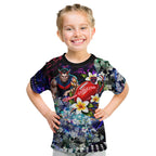 Personalized Melbourne Football Demons Kid T Shirt Tropical Hibiscus Flowers - Pacific Fusion Style