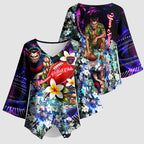 Personalized Melbourne Football Demons Kimono Sleeve Blouse Tropical Hibiscus Flowers - Pacific Fusion Style