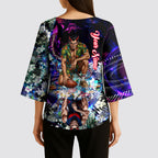 Personalized Melbourne Football Demons Kimono Sleeve Blouse Tropical Hibiscus Flowers - Pacific Fusion Style