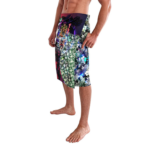 Personalized Melbourne Football Demons Lavalava Tropical Hibiscus Flowers - Pacific Fusion Style