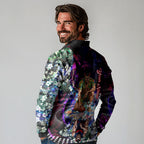Personalized Melbourne Football Demons Long Sleeve Polo Shirt Tropical Hibiscus Flowers - Pacific Fusion Style