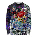 Personalized Melbourne Football Demons Long Sleeve Shirt Tropical Hibiscus Flowers - Pacific Fusion Style