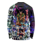 Personalized Melbourne Football Demons Long Sleeve Shirt Tropical Hibiscus Flowers - Pacific Fusion Style