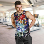 Personalized Melbourne Football Demons Men Tank Top Tropical Hibiscus Flowers - Pacific Fusion Style