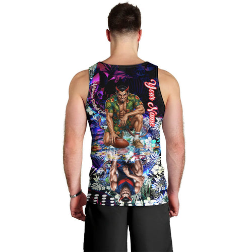 Personalized Melbourne Football Demons Men Tank Top Tropical Hibiscus Flowers - Pacific Fusion Style
