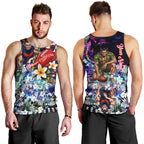 Personalized Melbourne Football Demons Men Tank Top Tropical Hibiscus Flowers - Pacific Fusion Style