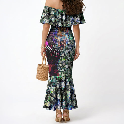 Personalized Melbourne Football Demons Mermaid Dress Tropical Hibiscus Flowers - Pacific Fusion Style