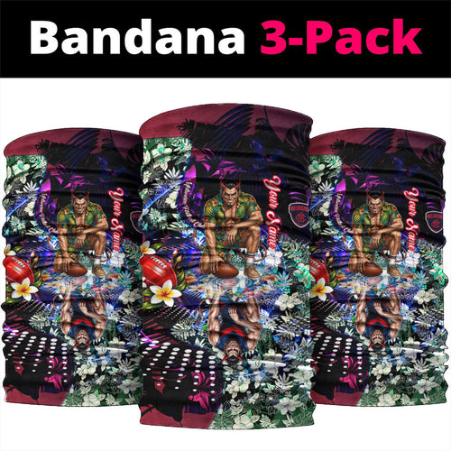 Personalized Melbourne Football Demons Neck Gaiter Tropical Hibiscus Flowers - Pacific Fusion Style