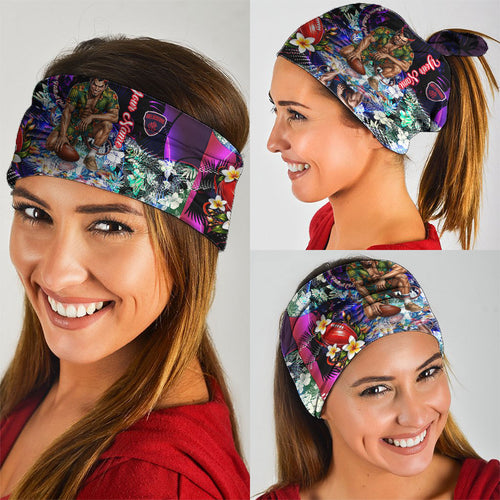 Personalized Melbourne Football Demons Neck Gaiter Tropical Hibiscus Flowers - Pacific Fusion Style