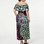 Personalized Melbourne Football Demons Off Shoulder Maxi Dress Tropical Hibiscus Flowers - Pacific Fusion Style