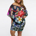Personalized Melbourne Football Demons Off Shoulder Short Dress Tropical Hibiscus Flowers - Pacific Fusion Style