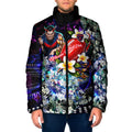 Personalized Melbourne Football Demons Padded Jacket Tropical Hibiscus Flowers - Pacific Fusion Style