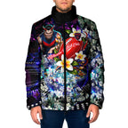 Personalized Melbourne Football Demons Padded Jacket Tropical Hibiscus Flowers - Pacific Fusion Style