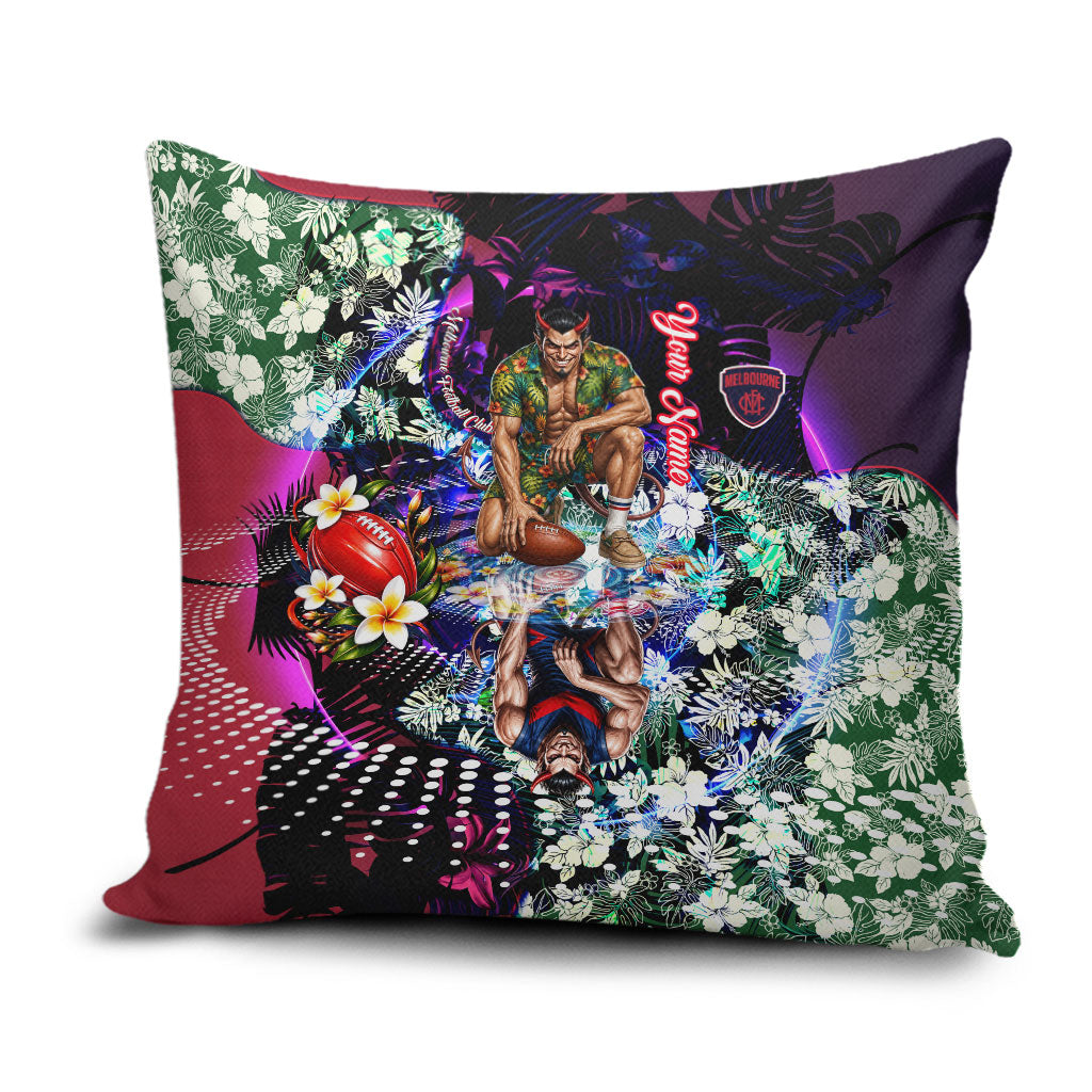 Personalized Melbourne Football Demons Pillow Cover Tropical Hibiscus Flowers - Pacific Fusion Style