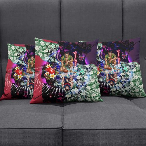 Personalized Melbourne Football Demons Pillow Cover Tropical Hibiscus Flowers - Pacific Fusion Style