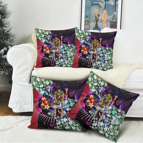Personalized Melbourne Football Demons Pillow Cover Tropical Hibiscus Flowers - Pacific Fusion Style