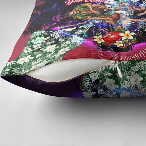 Personalized Melbourne Football Demons Pillow Cover Tropical Hibiscus Flowers - Pacific Fusion Style