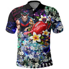 Personalized Melbourne Football Demons Polo Shirt Tropical Hibiscus Flowers - Pacific Fusion Style