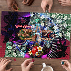 Personalized Melbourne Football Demons Puzzle Tropical Hibiscus Flowers - Pacific Fusion Style