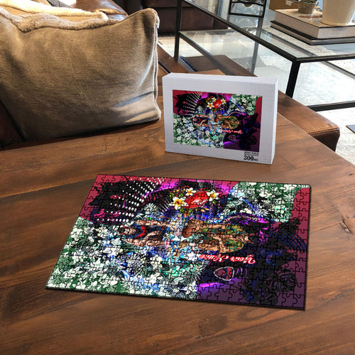 Personalized Melbourne Football Demons Puzzle Tropical Hibiscus Flowers - Pacific Fusion Style