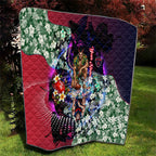 Personalized Melbourne Football Demons Quilt Tropical Hibiscus Flowers - Pacific Fusion Style