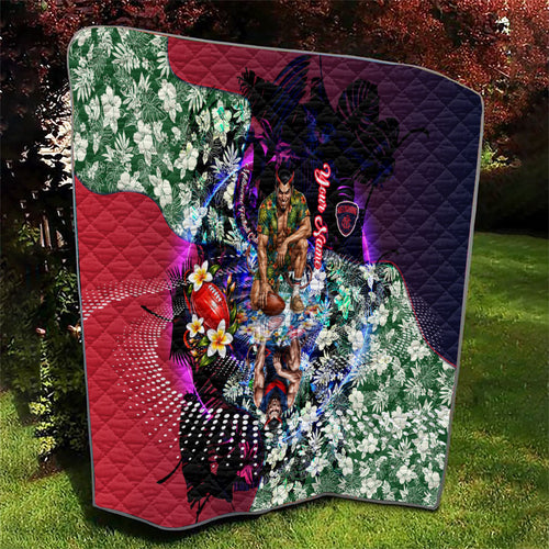 Personalized Melbourne Football Demons Quilt Tropical Hibiscus Flowers - Pacific Fusion Style