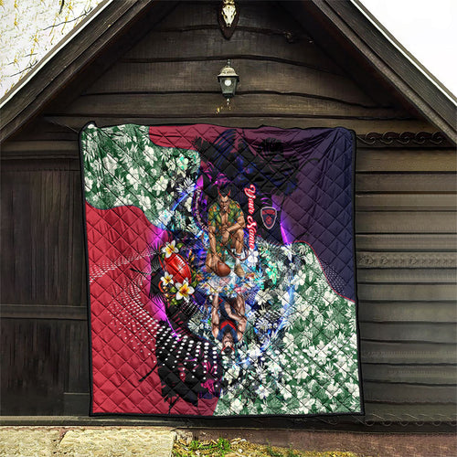Personalized Melbourne Football Demons Quilt Tropical Hibiscus Flowers - Pacific Fusion Style