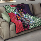 Personalized Melbourne Football Demons Quilt Tropical Hibiscus Flowers - Pacific Fusion Style