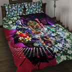 Personalized Melbourne Football Demons Quilt Bed Set Tropical Hibiscus Flowers - Pacific Fusion Style