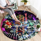 Personalized Melbourne Football Demons Round Carpet Tropical Hibiscus Flowers - Pacific Fusion Style
