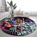 Personalized Melbourne Football Demons Round Carpet Tropical Hibiscus Flowers - Pacific Fusion Style