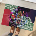Personalized Melbourne Football Demons Rubber Doormat Tropical Hibiscus Flowers - Pacific Fusion Style