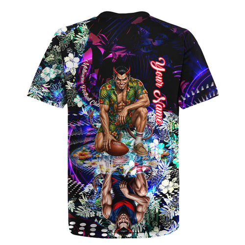Personalized Melbourne Football Demons Rugby Jersey Tropical Hibiscus Flowers - Pacific Fusion Style