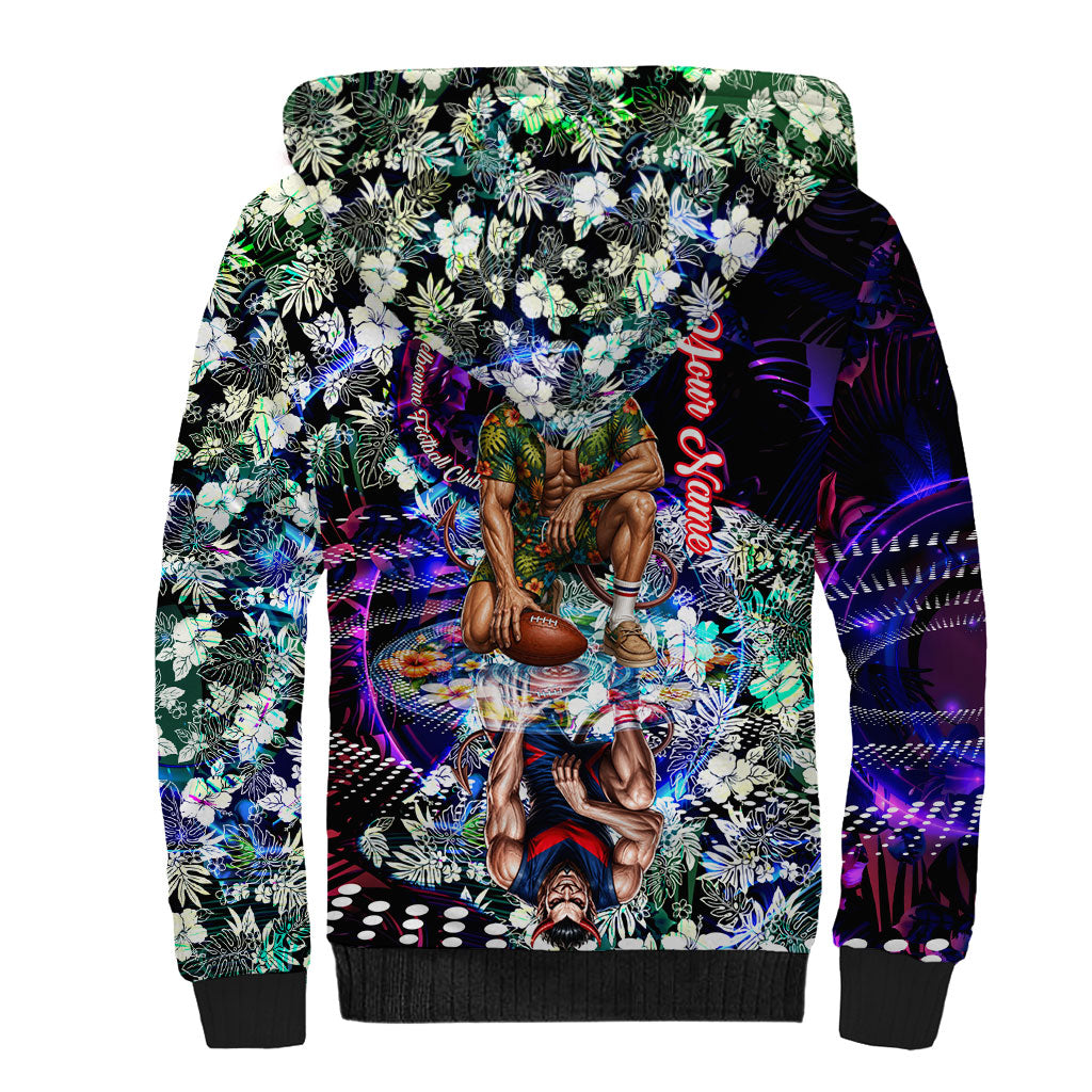 Personalized Melbourne Football Demons Sherpa Hoodie Tropical Hibiscus Flowers - Pacific Fusion Style