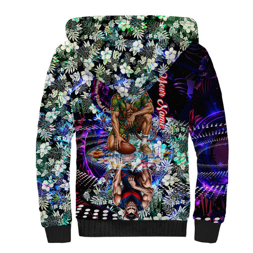 Personalized Melbourne Football Demons Sherpa Hoodie Tropical Hibiscus Flowers - Pacific Fusion Style