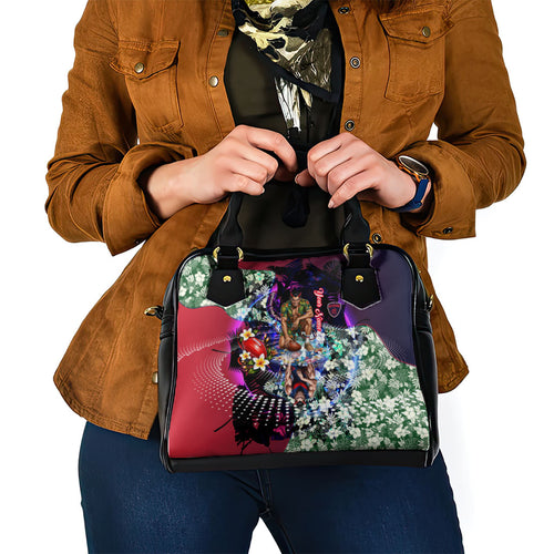 Personalized Melbourne Football Demons Shoulder Handbag Tropical Hibiscus Flowers - Pacific Fusion Style