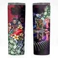 Personalized Melbourne Football Demons Skinny Tumbler Tropical Hibiscus Flowers - Pacific Fusion Style
