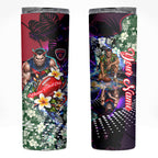 Personalized Melbourne Football Demons Skinny Tumbler Tropical Hibiscus Flowers - Pacific Fusion Style