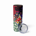 Personalized Melbourne Football Demons Skinny Tumbler Tropical Hibiscus Flowers - Pacific Fusion Style