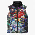 Personalized Melbourne Football Demons Sleeveless Puffer Jacket Tropical Hibiscus Flowers - Pacific Fusion Style